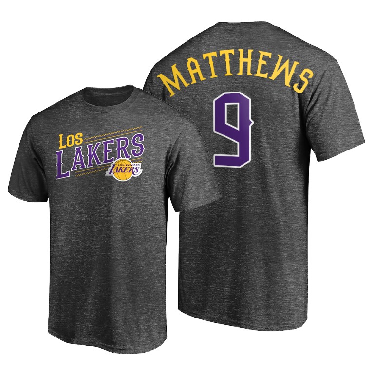 Men's Los Angeles Lakers Wesley Matthews #9 NBA Core 2021 ene-Be-A Noche Latina Charcoal Basketball T-Shirt LWZ0883QH